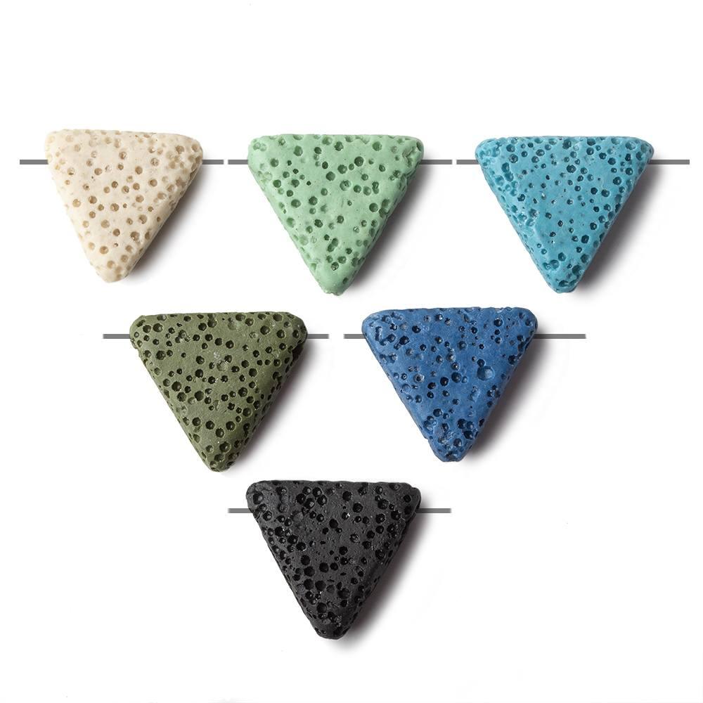 15x15x15mm Cool Multi Color Lava Rock Trillion Focal Pendant Waxed Set of 6 beads - The Bead Traders