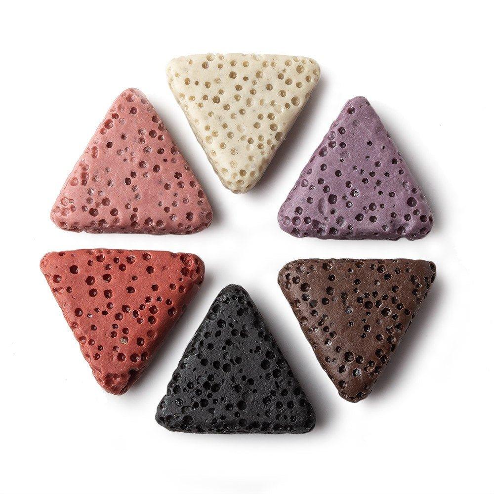 15x15x15mm Warm Multi Color Lava Rock Trillion Focal Pendant Waxed Set of 6 beads - The Bead Traders
