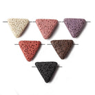 15x15x15mm Warm Multi Color Lava Rock Trillion Focal Pendant Waxed Set of 6 beads - The Bead Traders