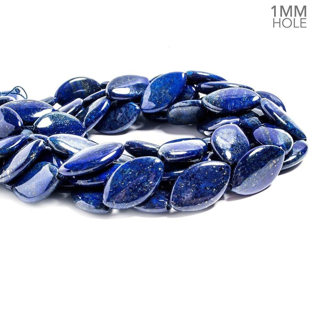 15x25mm Lapis Lazuli plain marquise 15 inch 16 beads - The Bead Traders