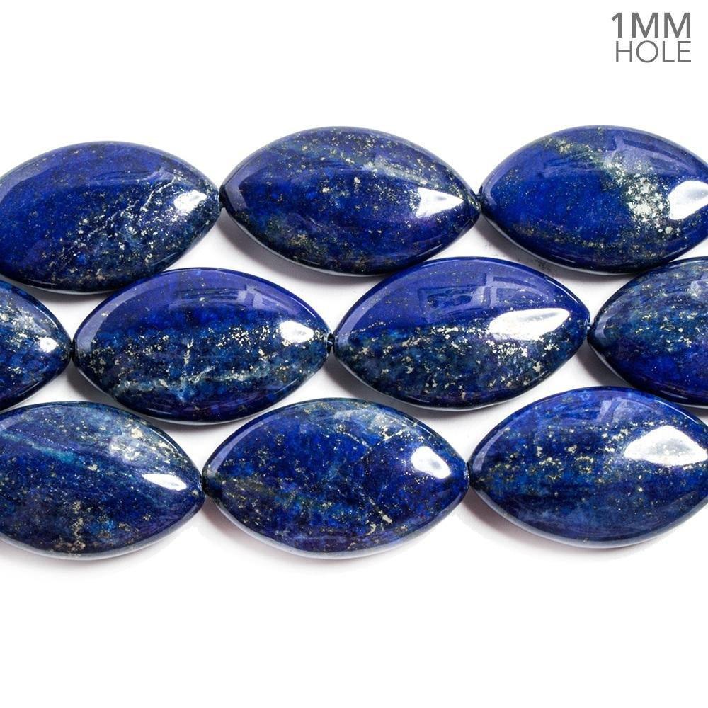 15x25mm Lapis Lazuli plain marquise 15 inch 16 beads - The Bead Traders