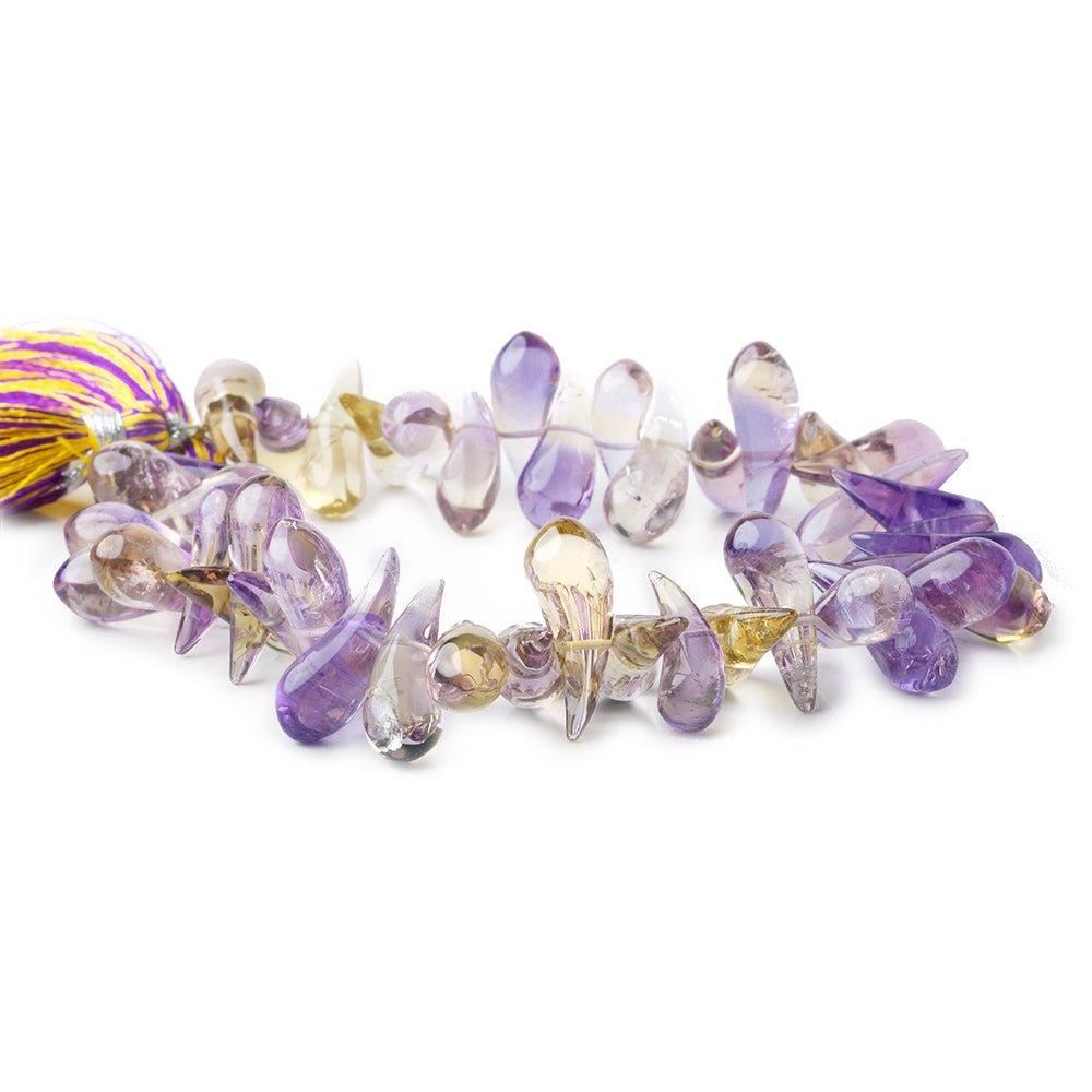 15x6-20x7mm Ametrine curved plain teardrop beads 9 inch 43 pieces - The Bead Traders
