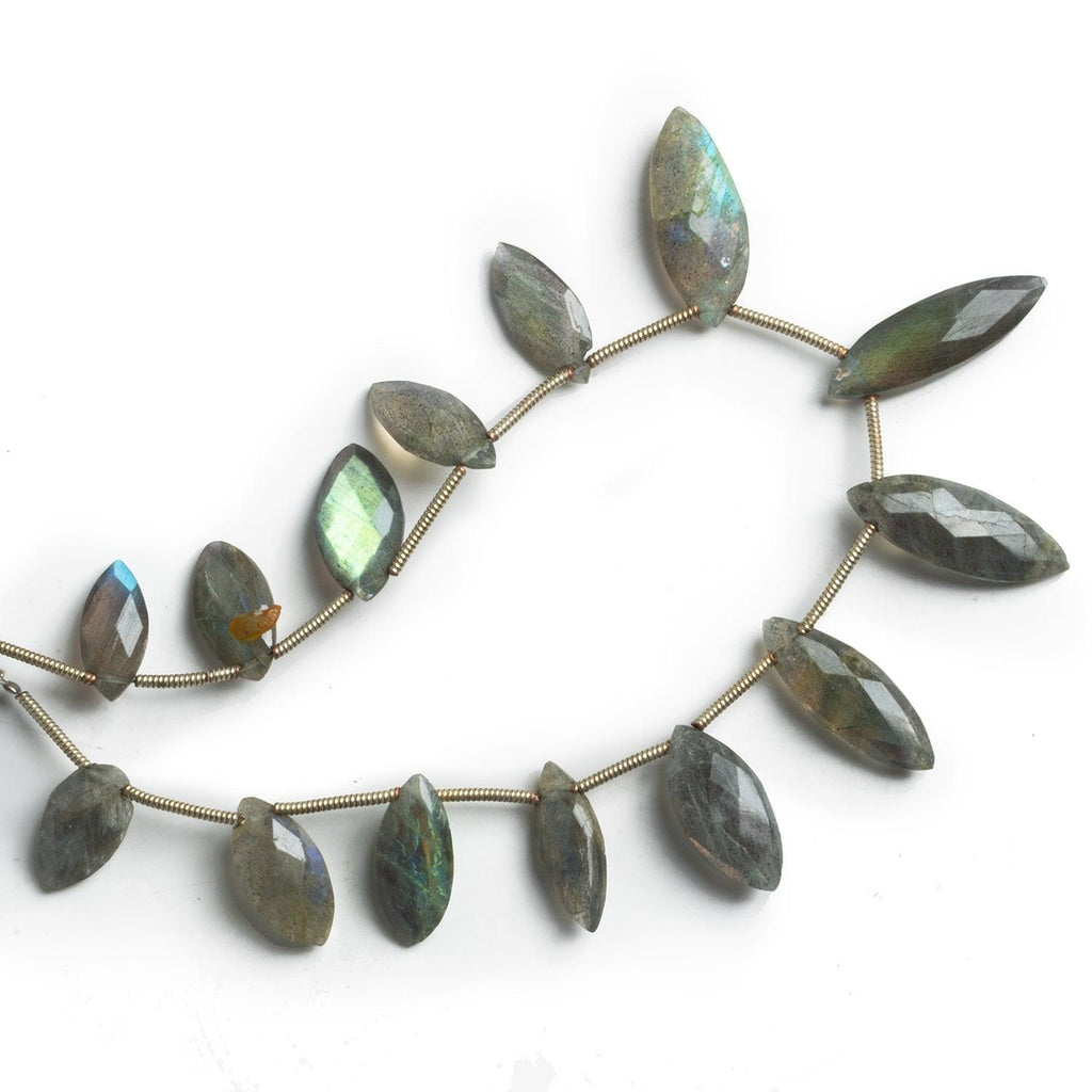 15x6mm Labradorite Faceted Marquises 7.5 inch 14 beads - The Bead Traders