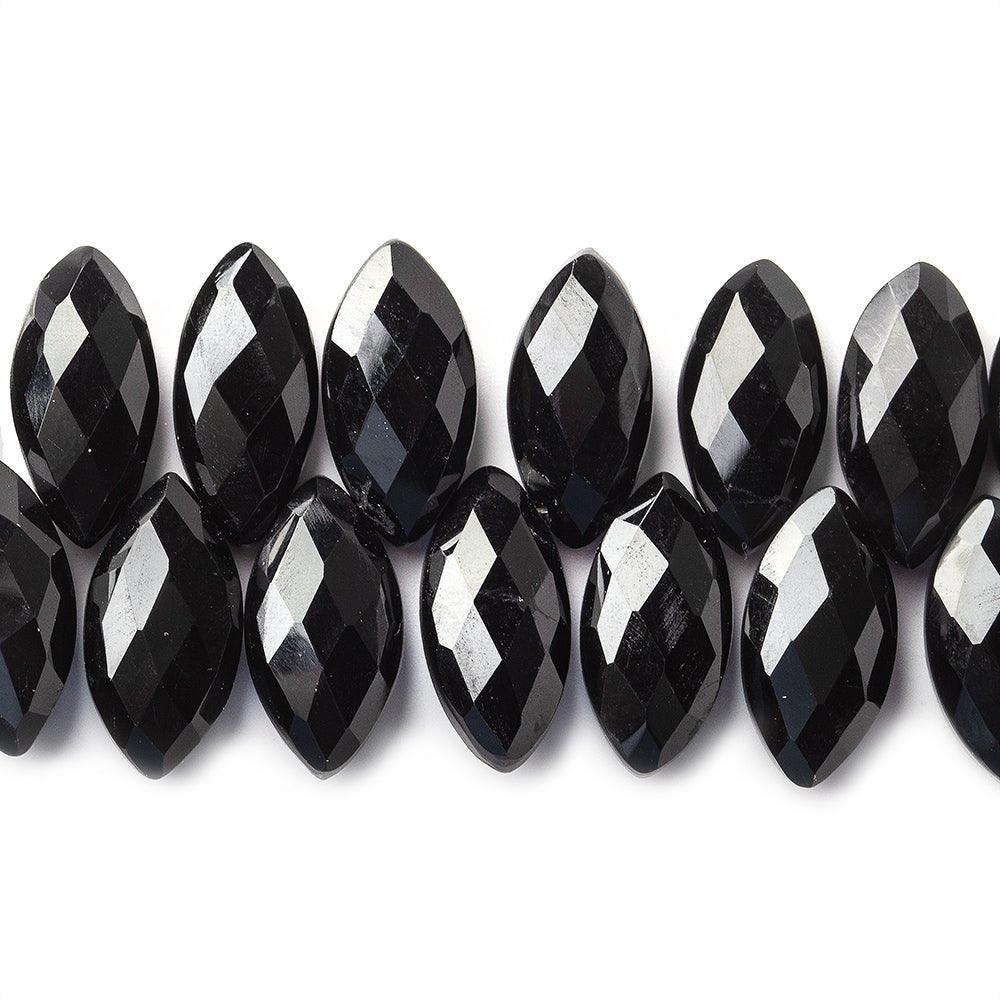 15x7mm Black Onyx top drilled faceted marquise 8 inch 50 beads - The Bead Traders