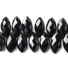 15x7mm Black Onyx top drilled faceted marquise 8 inch 50 beads - The Bead Traders