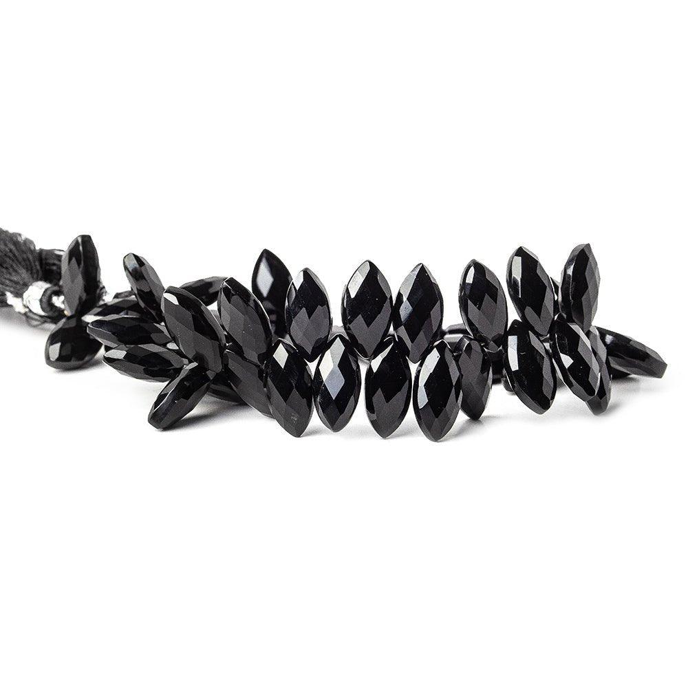 15x7mm Black Onyx top drilled faceted marquise 8 inch 50 beads - The Bead Traders