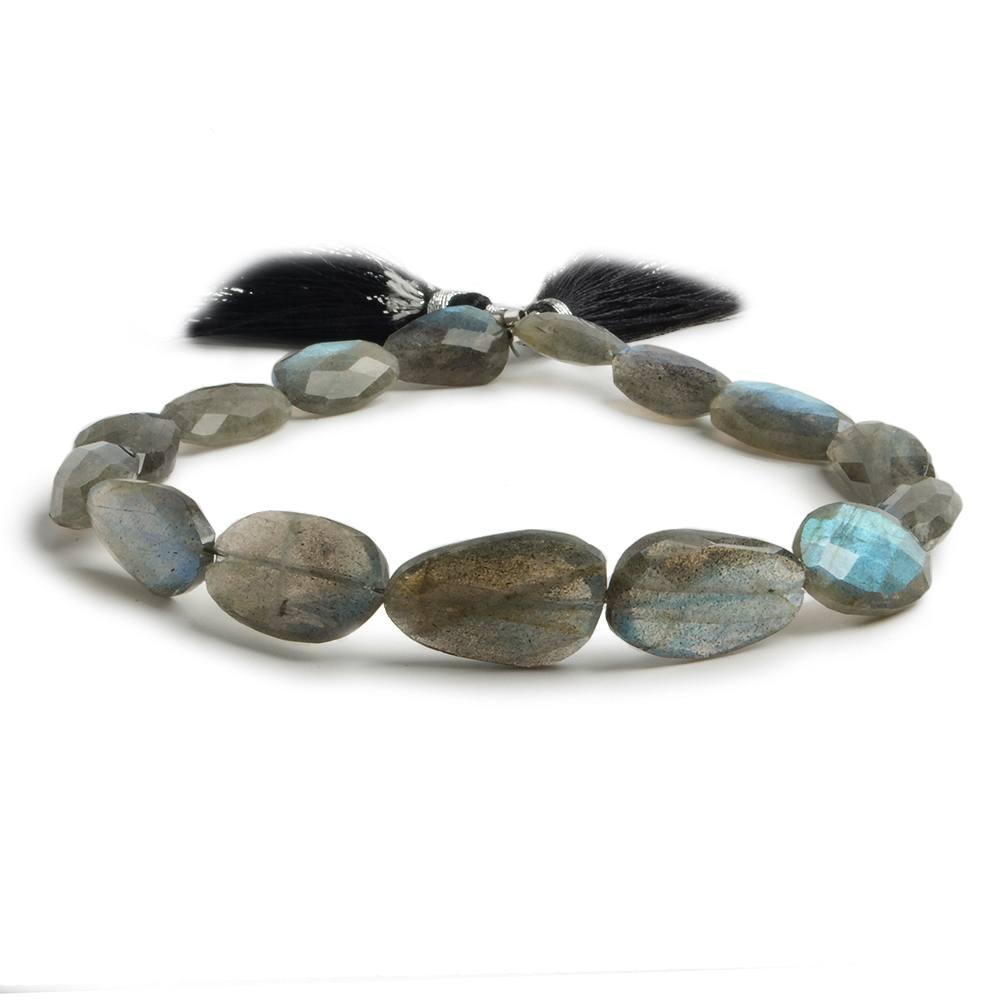 15x8-19x11mm Labradorite faceted flat nugget beads 10 inch 15 pieces - The Bead Traders
