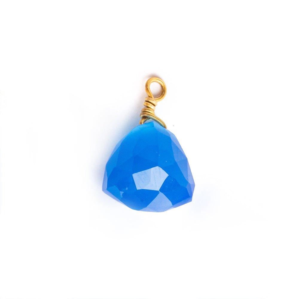 15x8.5mm-15.5x10mm Santorini Blue Chalcedony Faceted Trillion Focal Pendant 1 Piece - The Bead Traders