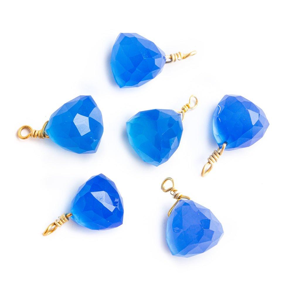 15x8.5mm-15.5x10mm Santorini Blue Chalcedony Faceted Trillion Focal Pendant 1 Piece - The Bead Traders
