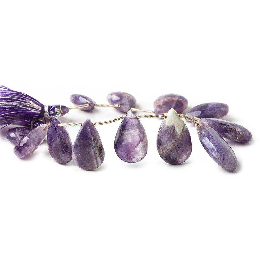 15x9-25x12mm Cape Amethyst faceted pear briolettes 7 inch 13 pieces - The Bead Traders