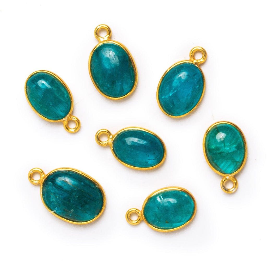 15x9mm Vermeil Bezeled Apatite Oval Pendant 1 Bead - The Bead Traders