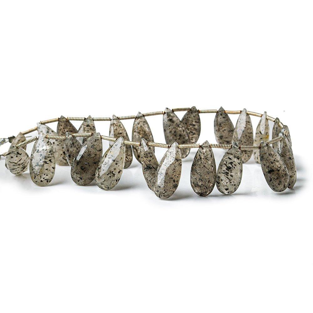 16 - 17mm Mossy Quartz Faceted Pear Beads 8 inch 23 pieces - The Bead Traders