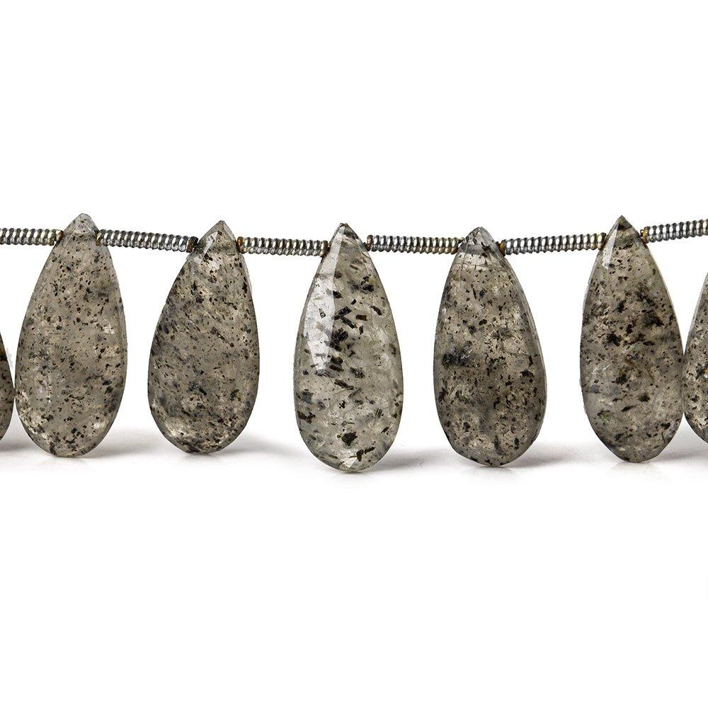 16 - 17mm Mossy Quartz Faceted Pear Beads 8 inch 23 pieces - The Bead Traders