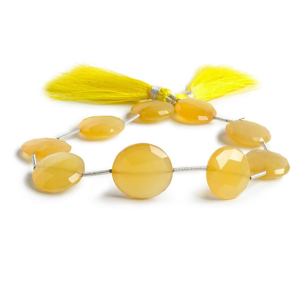 16-19mm Chiffon Yellow Chalcedony faceted coin beads 7 inch 8 pieces - The Bead Traders
