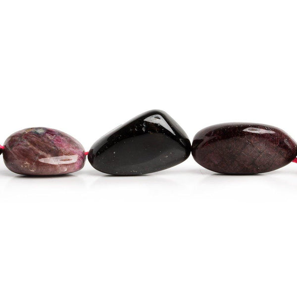 16-21mm Black & Polychromatic Tourmaline tumbled nuggets 16 inch 17 beads
