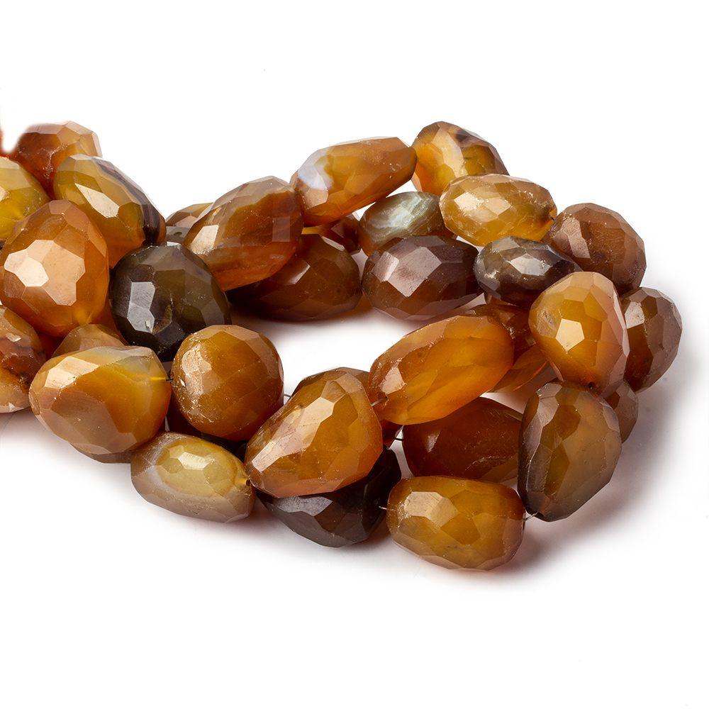 16-24mm Golden Brown Agate Faceted Nugget Beads 15 inch 17 pieces - The Bead Traders