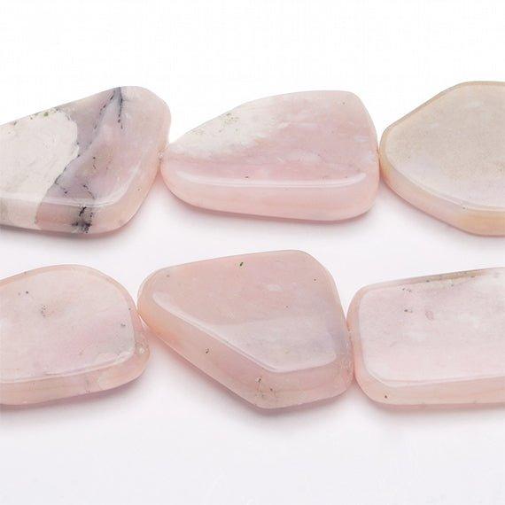 16-25mm Pink Peruvian Opal Plain flat nugget Beads 15 inch 17 pieces - The Bead Traders