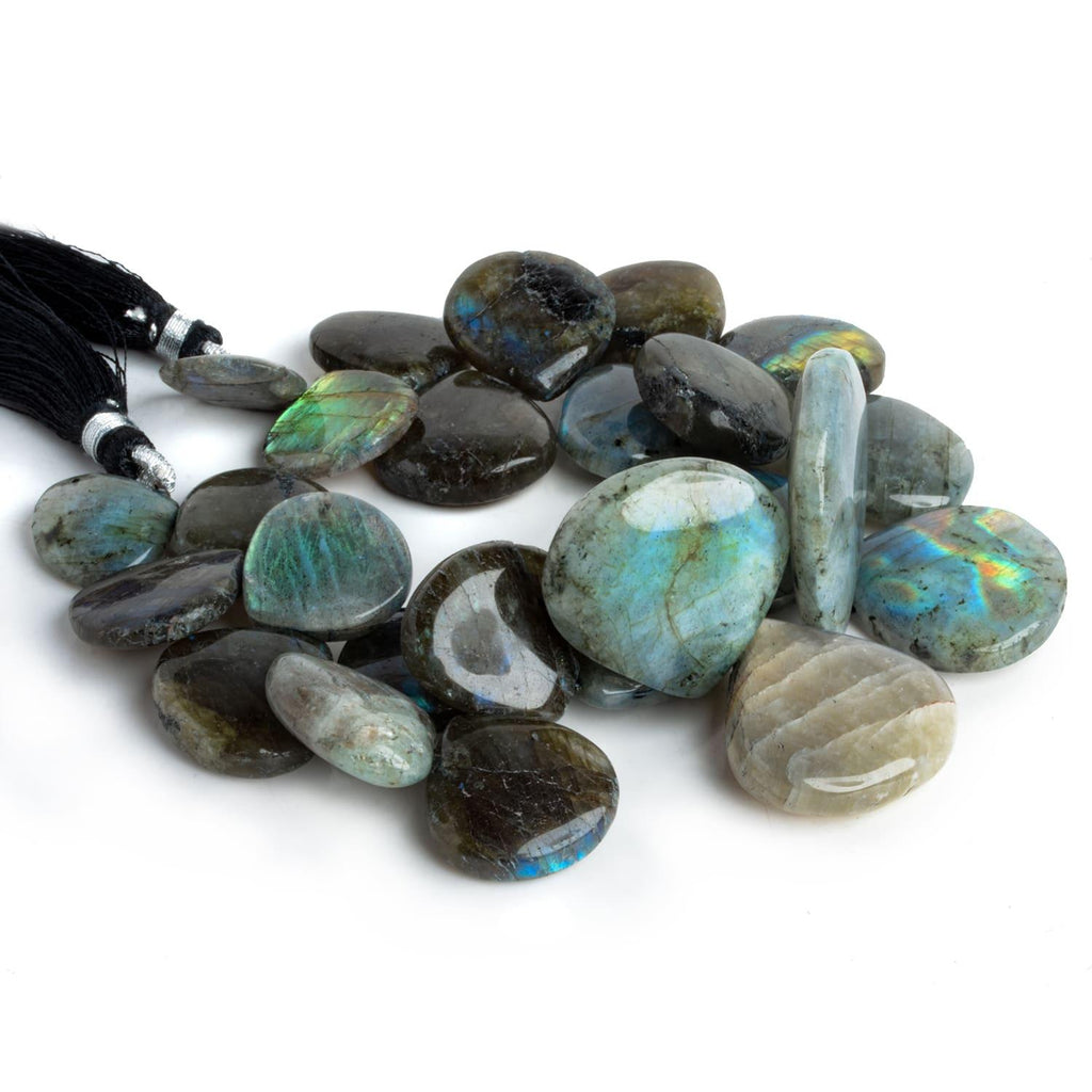 16-30mm Labradorite Plain Hearts 8 inch 25 beads - The Bead Traders