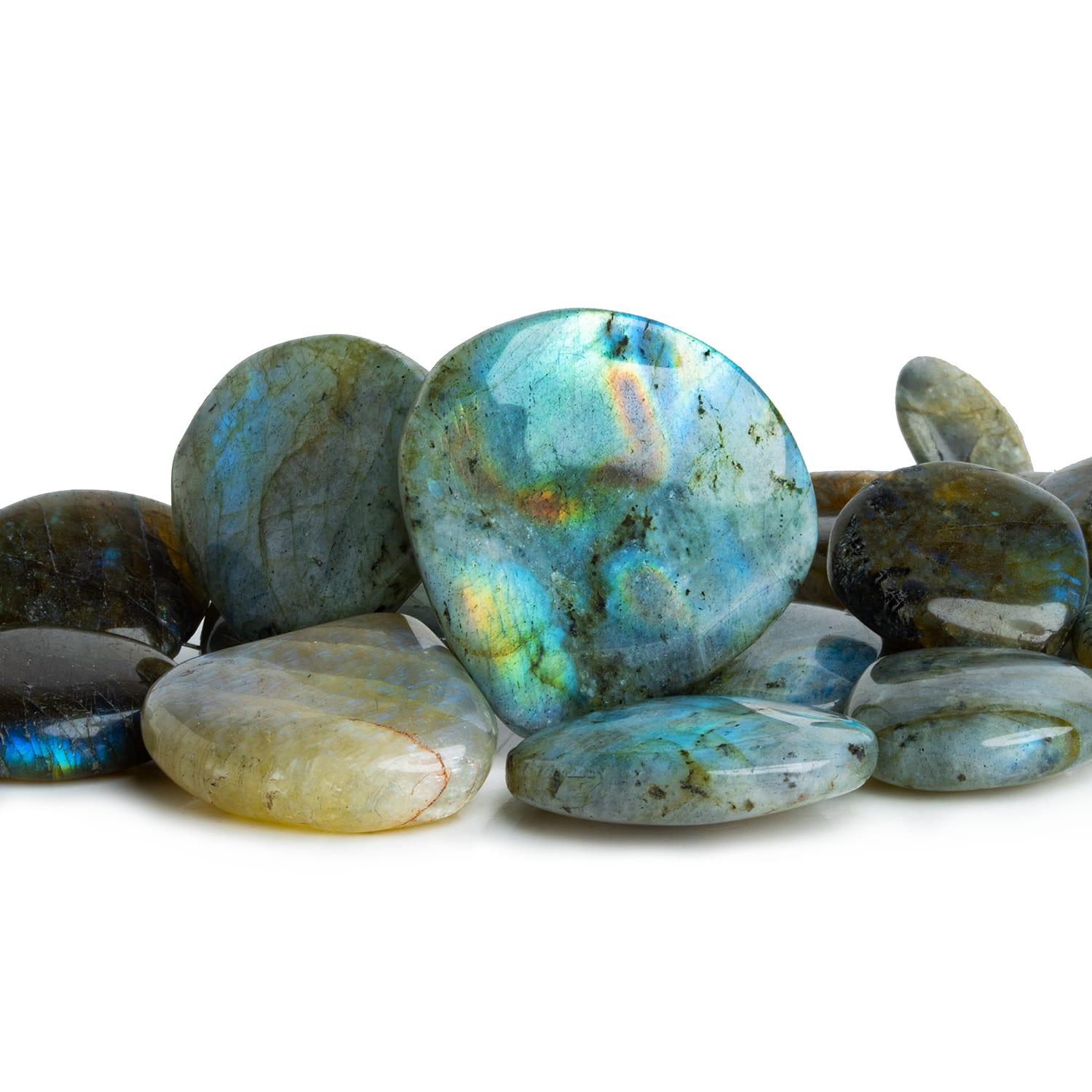 16-30mm Labradorite Plain Hearts 8 inch 25 beads - The Bead Traders