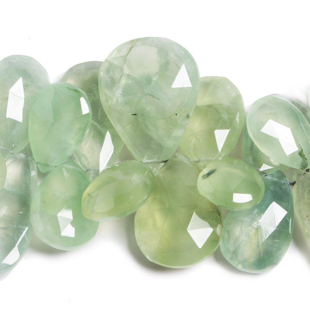 16 - 31mm Prehnite Faceted Pear Beads 8 inch 39 pieces - The Bead Traders