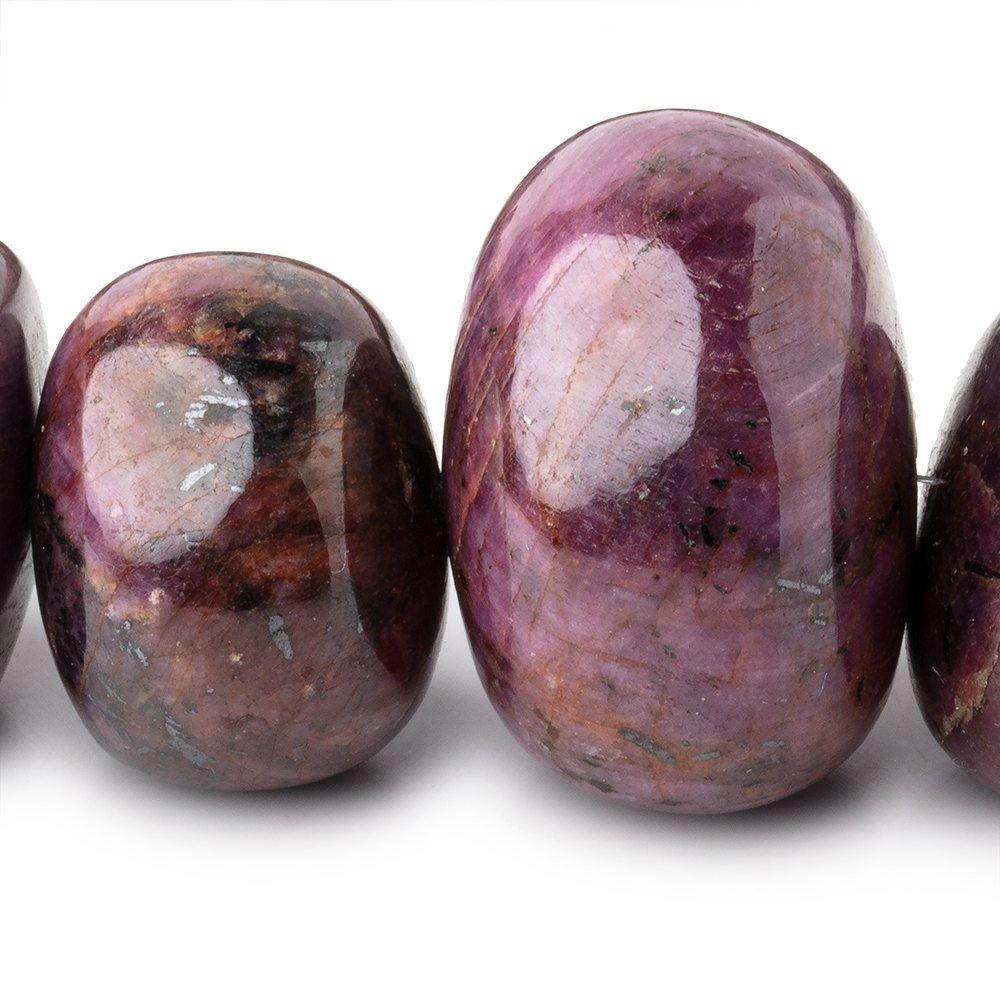 16-34mm Indian Ruby Plain Rondelle Beads 18 inch 39 pieces - The Bead Traders