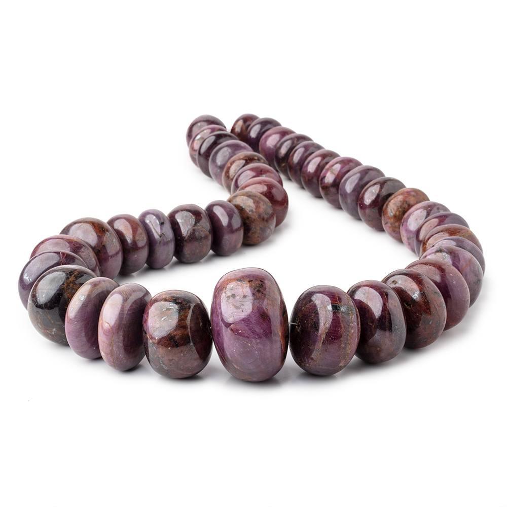 16-34mm Indian Ruby Plain Rondelle Beads 18 inch 39 pieces - The Bead Traders