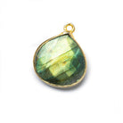 16mm 22kt Gold plated Bezel Labradorite Faceted Heart Pendant Focal Bead 1 piece - The Bead Traders