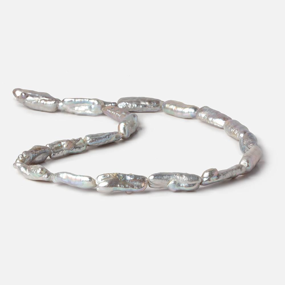 16mm-22mm Silver straight drilled Biwa Freshwater Pearls 16.5 inch 20 pieces - The Bead Traders