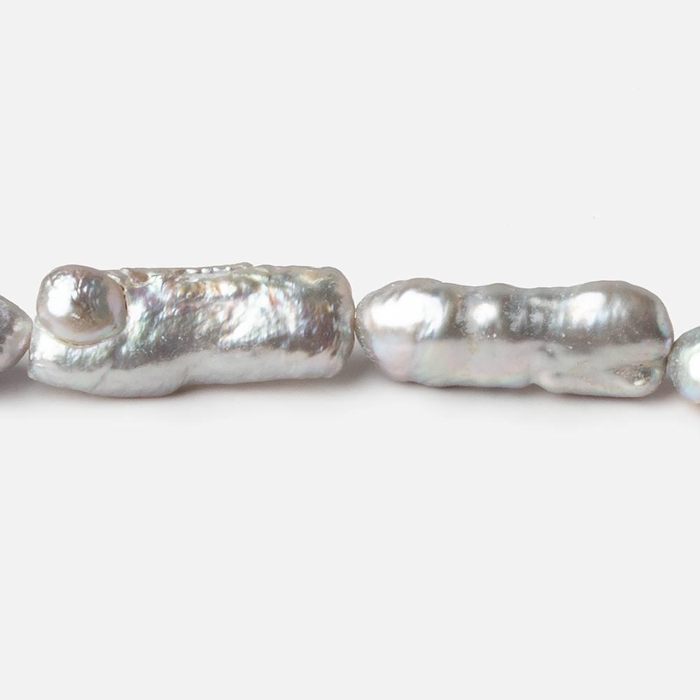 16mm-22mm Silver straight drilled Biwa Freshwater Pearls 16.5 inch 20 pieces - The Bead Traders