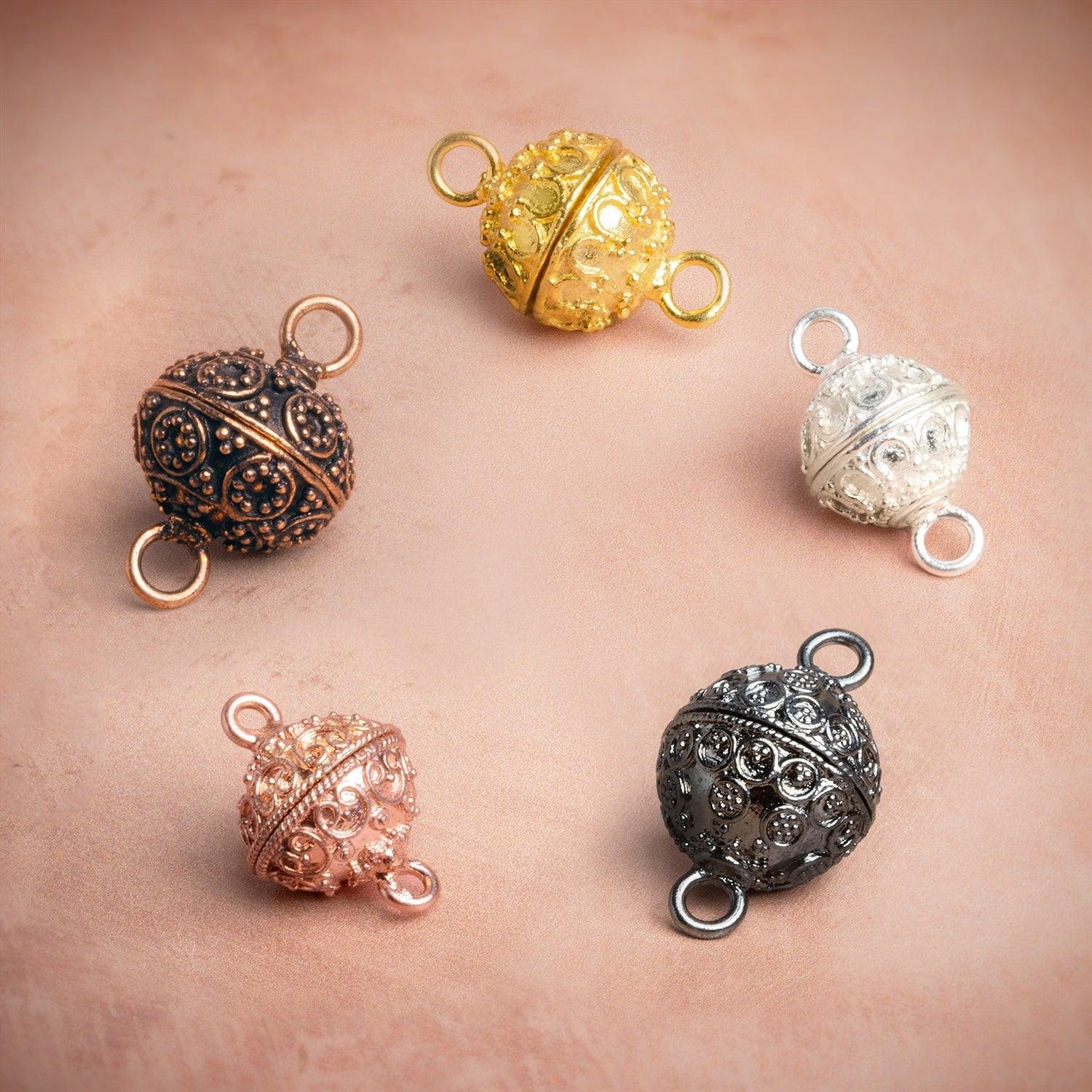 16mm Antiqued Copper Miligrain Circle Design Magnetic Clasp 1 piece - The Bead Traders