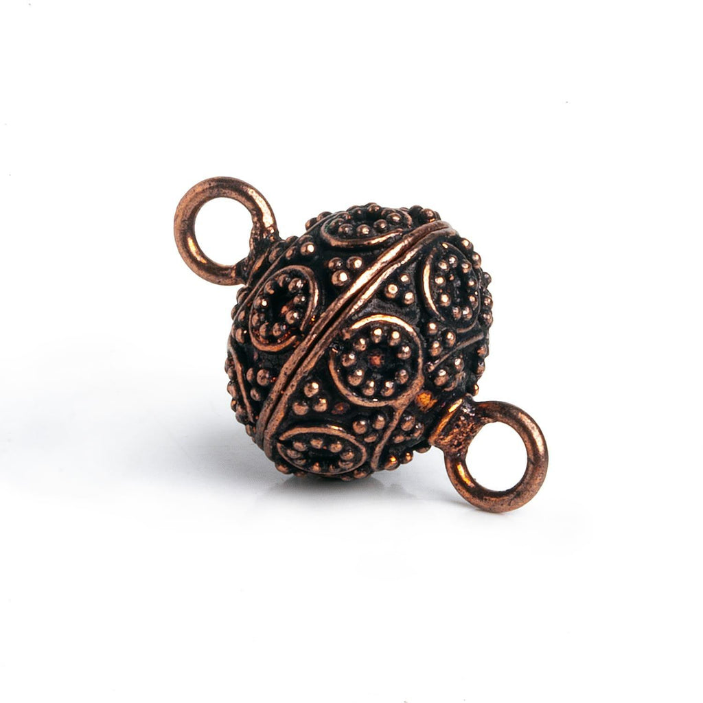 16mm Antiqued Copper Miligrain Design Magnetic Clasp 1 Piece - The Bead Traders