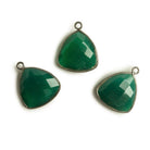16mm Black Gold Bezel Green Onyx Triangle Pendant 1 piece - The Bead Traders