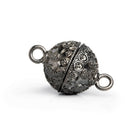 16mm Black Gold Plated Miligrain Circle Design Magnetic Clasp 1 Piece - The Bead Traders