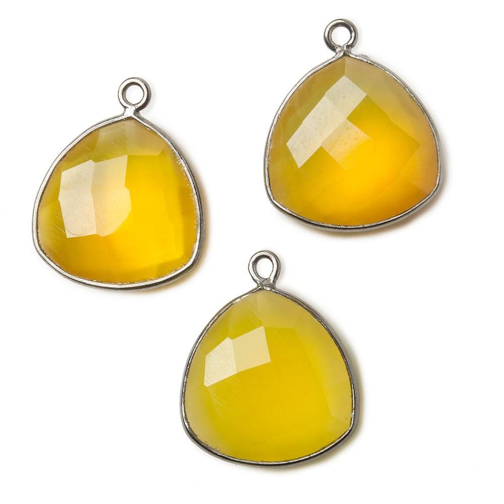 16mm Black Gold plated Silver .925 Butterscotch Yellow Chalcedony faceted triangle Pendant 1 piece - The Bead Traders