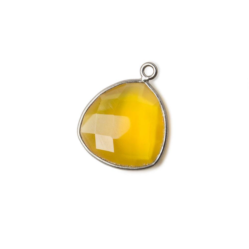 16mm Black Gold plated Silver .925 Butterscotch Yellow Chalcedony faceted triangle Pendant 1 piece - The Bead Traders