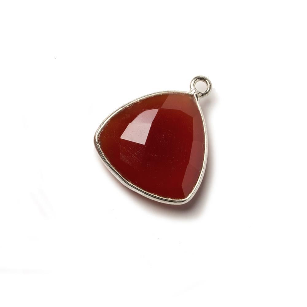 16mm Carnelian Triangle .925 Silver Bezel Pendant 1 ring charm, 1 piece - The Bead Traders