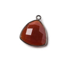 16mm Carnelian Triangle Oxidized Silver Bezel Pendant 1 ring charm, 1 piece - The Bead Traders