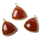 16mm Carnelian Triangle Vermeil Bezel Pendant 1 ring charm, 1 piece - The Bead Traders