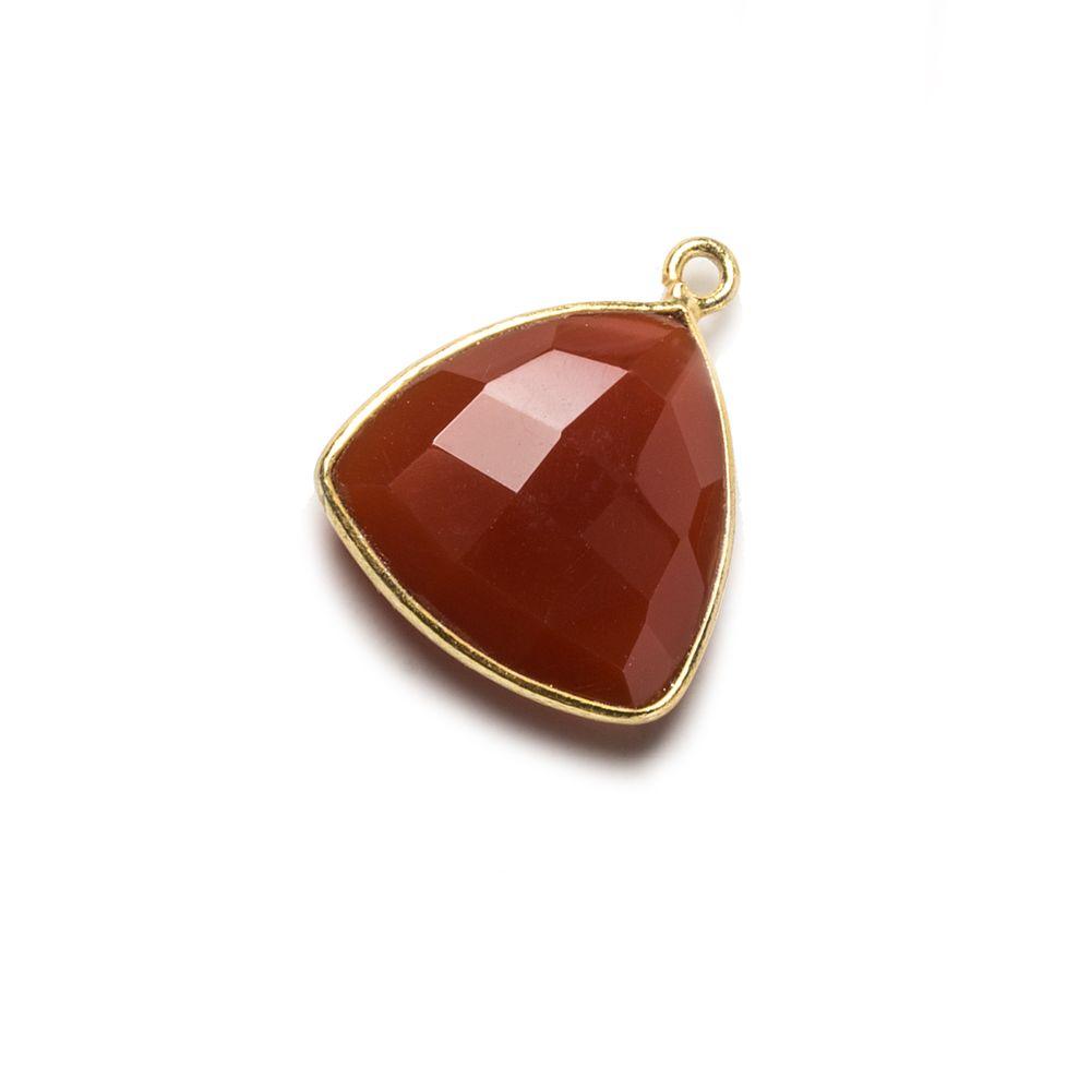 16mm Carnelian Triangle Vermeil Bezel Pendant 1 ring charm, 1 piece - The Bead Traders