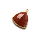 16mm Carnelian Triangle Vermeil Bezel Pendant 1 ring charm, 1 piece - The Bead Traders