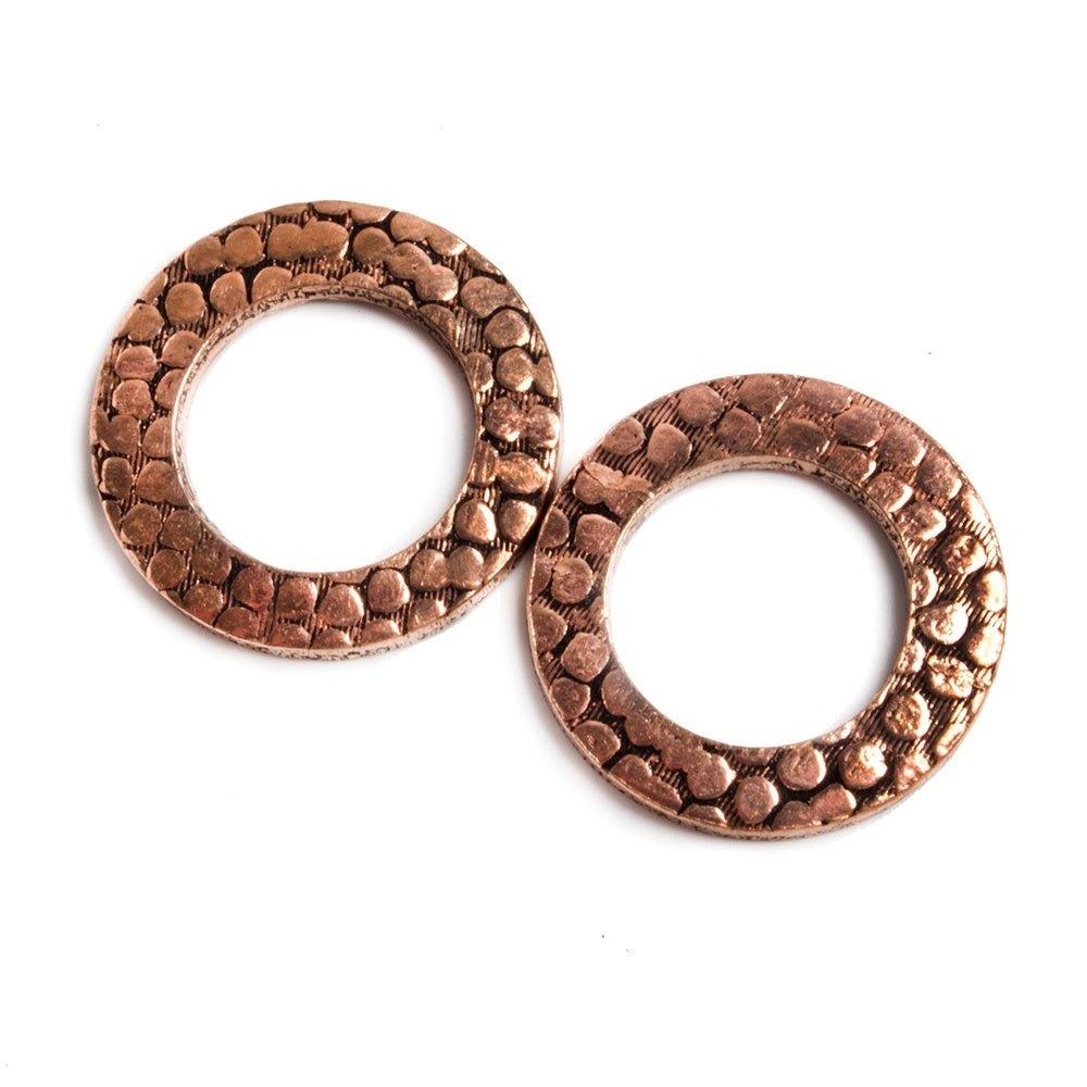 16mm Copper Ring Set of 2 pieces Embossed Rockwall Pattern - The Bead Traders