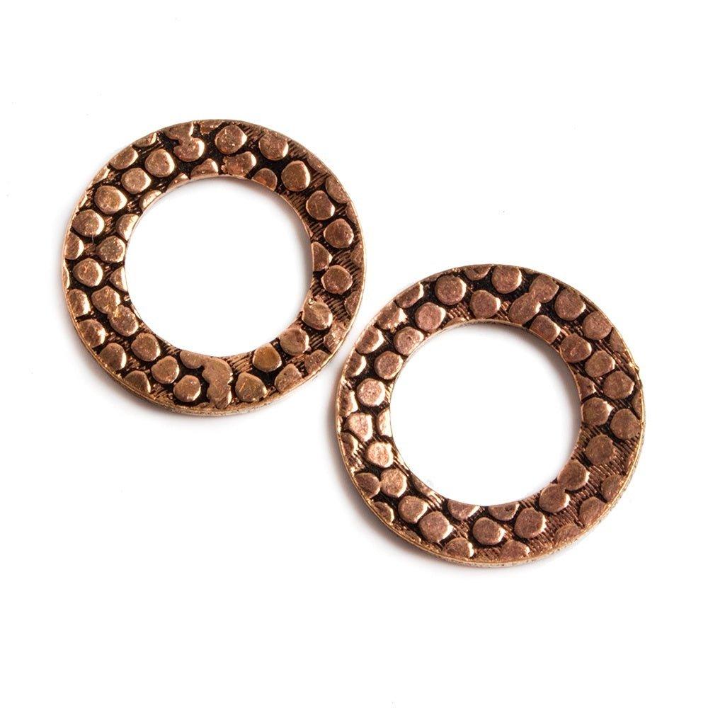 16mm Copper Ring Set of 2 pieces Embossed Rockwall Pattern - The Bead Traders
