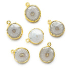 16mm Gold Leafed Solar Quartz Coin Pendant 1 piece - The Bead Traders