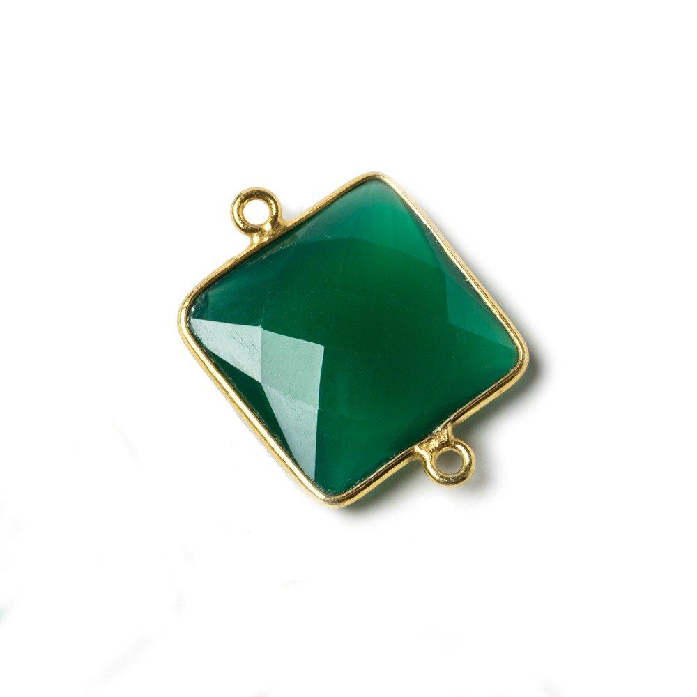 16mm Green Chalcedony Square Vermeil Bezel Pendant 1 ring charm, 1 piece - The Bead Traders