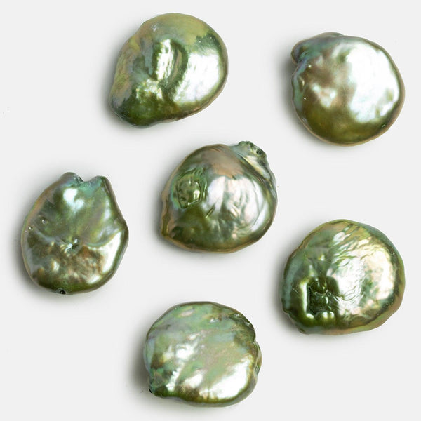 16mm Green Coin Pearl Focal 1 Piece