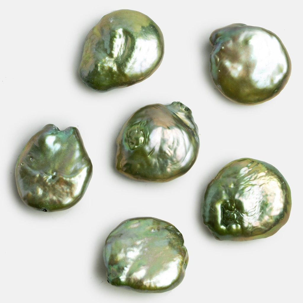 16mm Green Coin Pearl Focal 1 Piece - The Bead Traders