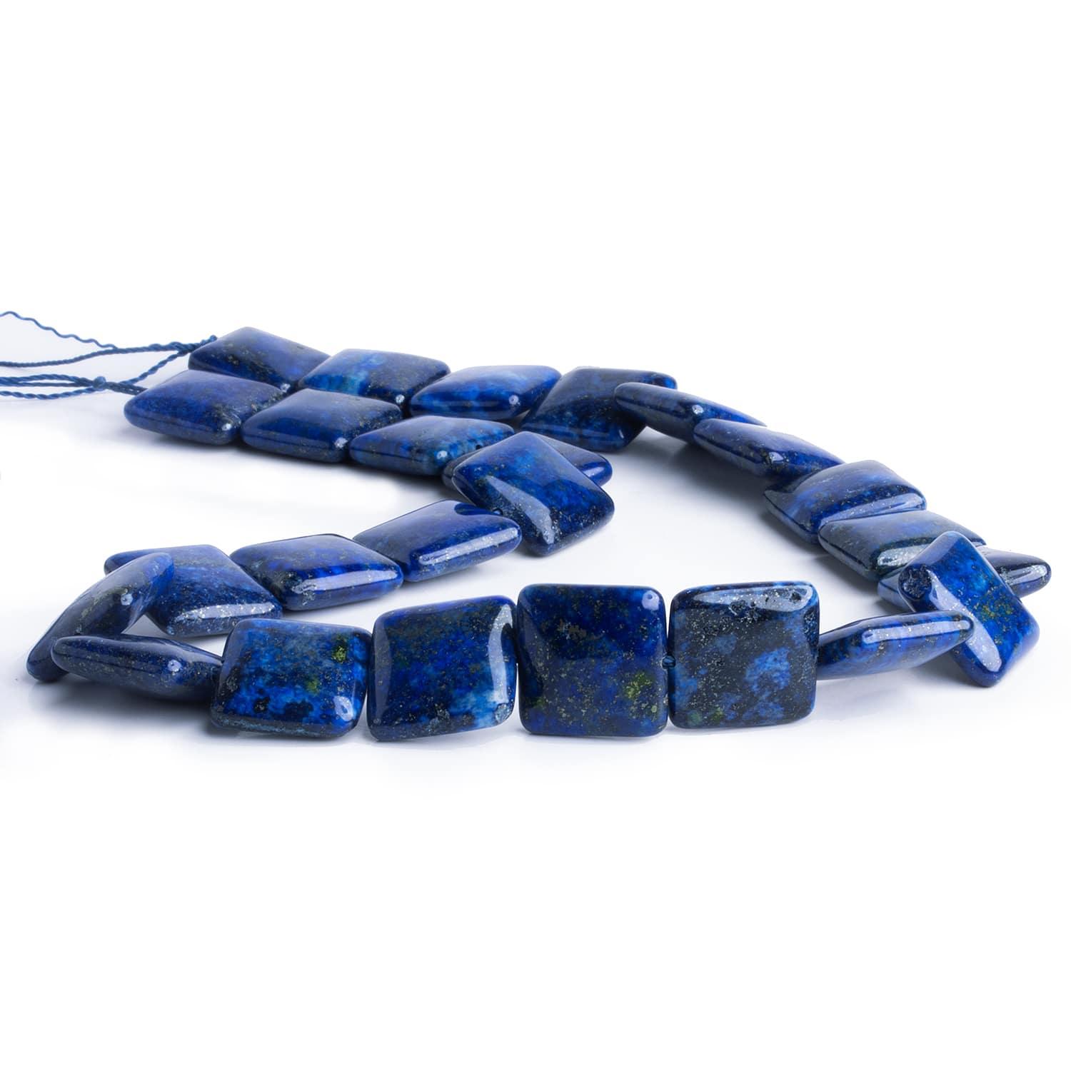 16mm Lapis Lazuli Plain Squares 15 inch 25 pieces - The Bead Traders