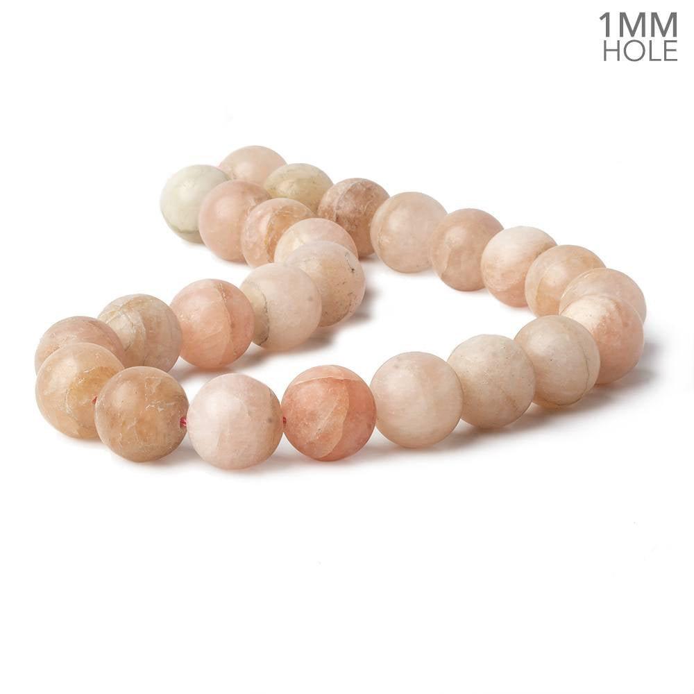 16mm Matte Morganite (Pink Beryl) plain round beads 16 inch 24 large hole beads - The Bead Traders