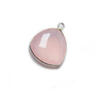 16mm Petal Pink Chalcedony Triangle .925 Silver Bezel Pendant 1 ring charm, 1 piece - The Bead Traders