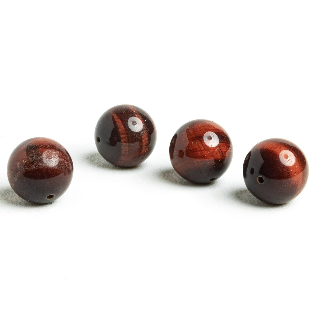 16mm Red Tigers Eye Plain Round Focal Beads 4 pieces - The Bead Traders
